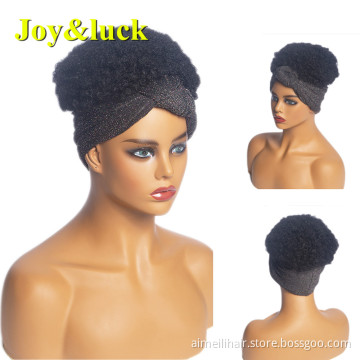 Wholesale Gray Hairband African Head Band Ladies Afro Wig Kinky Curly Short Headband Wig for Black Women Synthetic Hair Wigs